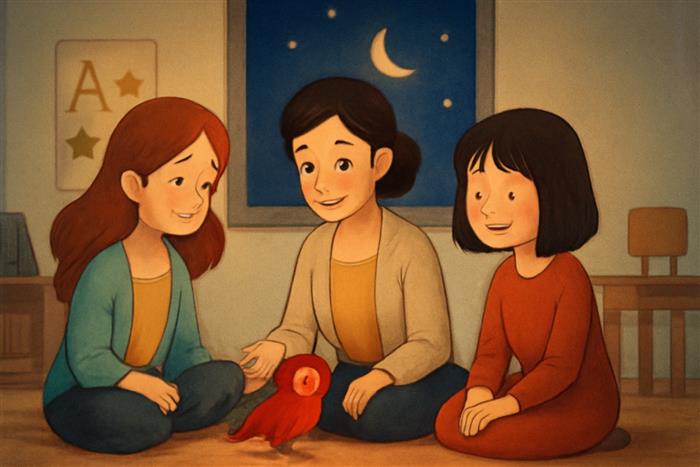Il gioco delle piccole stelle con l'uccellino rosso