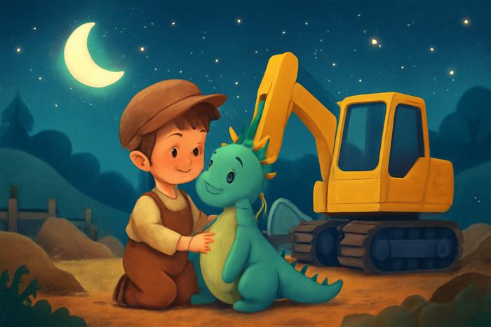 Gabriele e il draghetto Scintilla nel cantiere magico